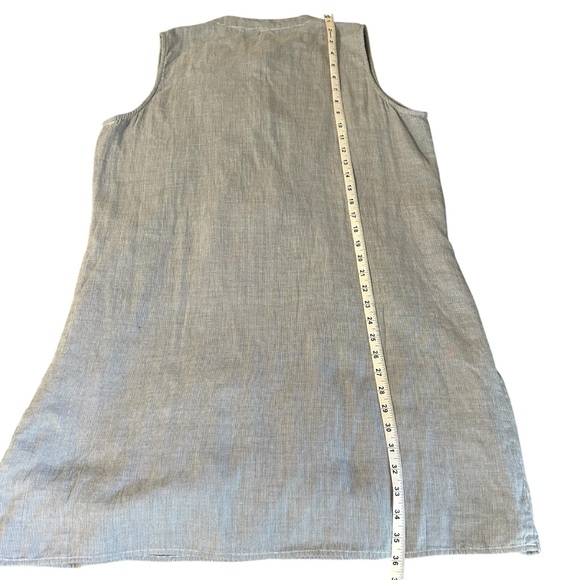 Anthropologie Uncle Frank Large Pin Stripe V Neck Embroidered Sleeveless Dress - Picture 10 of 12